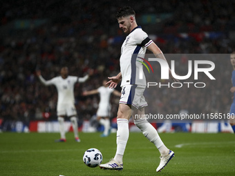 Declan Rice of England on the ball during the UEFA Nations League Group 2 match between England and Finland at Wembley Stadium in London, En...