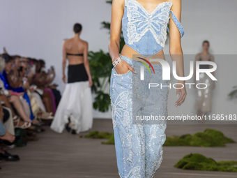 A model walks the runway at the PatBo show during New York Fashion Week in New York City, United States, on September 10, 2024. (