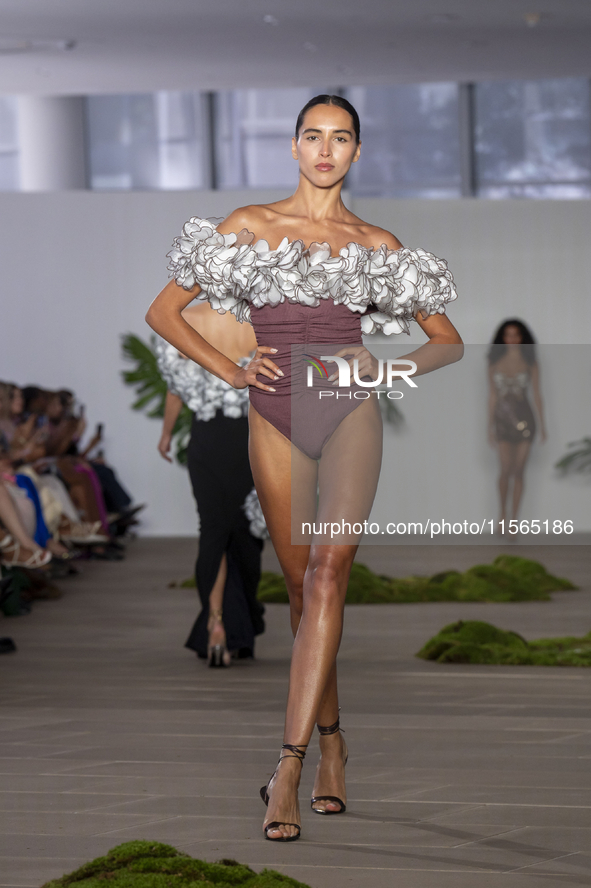 A model walks the runway at the PatBo show during New York Fashion Week in New York City, United States, on September 10, 2024. 