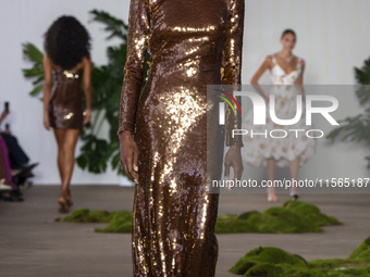 A model walks the runway at the PatBo show during New York Fashion Week in New York City, United States, on September 10, 2024. (