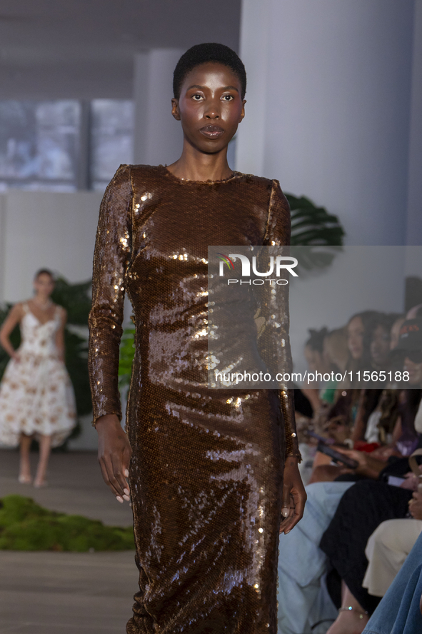 A model walks the runway at the PatBo show during New York Fashion Week in New York City, United States, on September 10, 2024. 