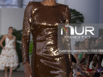 A model walks the runway at the PatBo show during New York Fashion Week in New York City, United States, on September 10, 2024. (