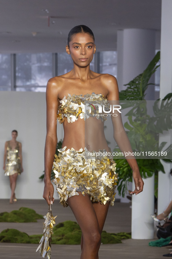 A model walks the runway at the PatBo show during New York Fashion Week in New York City, United States, on September 10, 2024. 