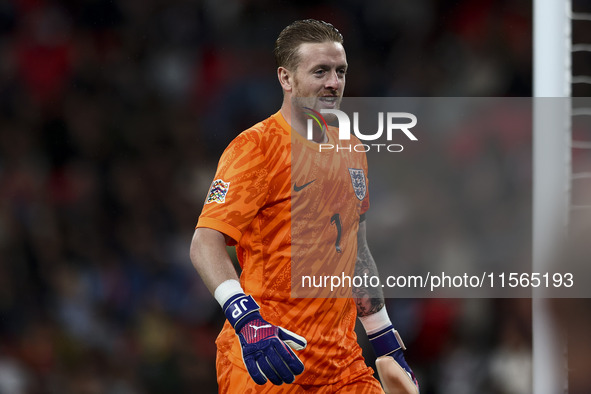 Jordan Pickford of England during the UEFA Nations League Group 2 match between England and Finland at Wembley Stadium in London, England, o...