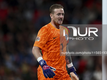 Jordan Pickford of England during the UEFA Nations League Group 2 match between England and Finland at Wembley Stadium in London, England, o...