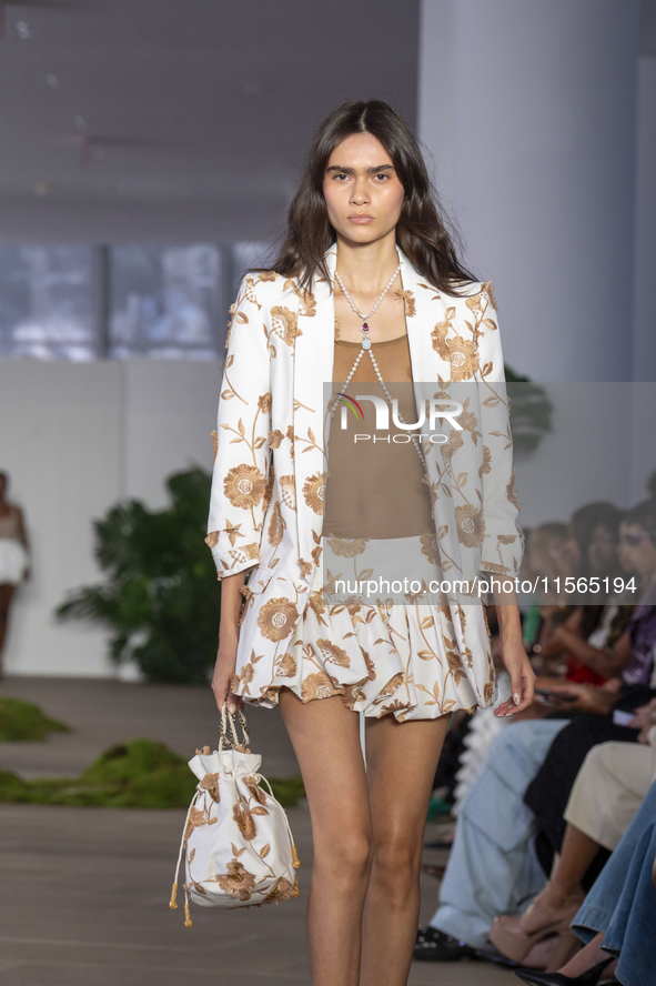 A model walks the runway at the PatBo show during New York Fashion Week in New York City, United States, on September 10, 2024. 