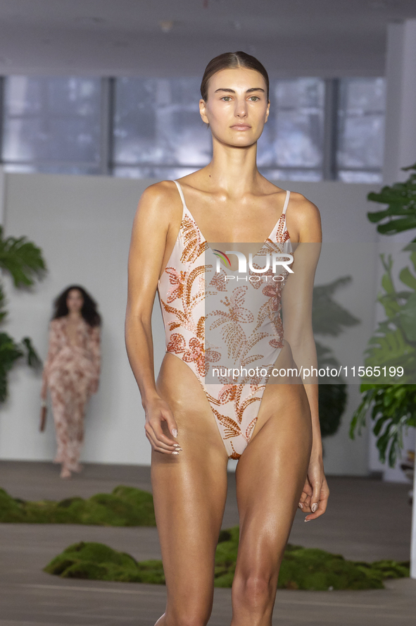 A model walks the runway at the PatBo show during New York Fashion Week in New York City, United States, on September 10, 2024. 