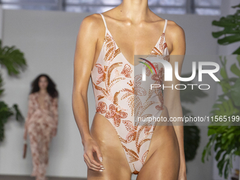 A model walks the runway at the PatBo show during New York Fashion Week in New York City, United States, on September 10, 2024. (