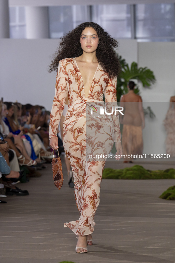 A model walks the runway at the PatBo show during New York Fashion Week in New York City, United States, on September 10, 2024. 