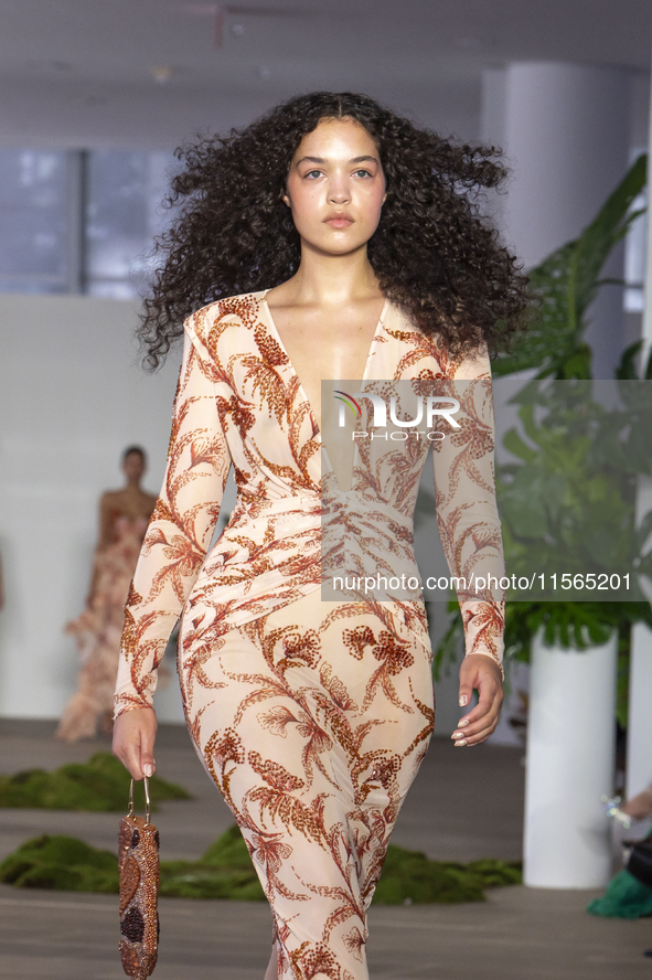 A model walks the runway at the PatBo show during New York Fashion Week in New York City, United States, on September 10, 2024. 