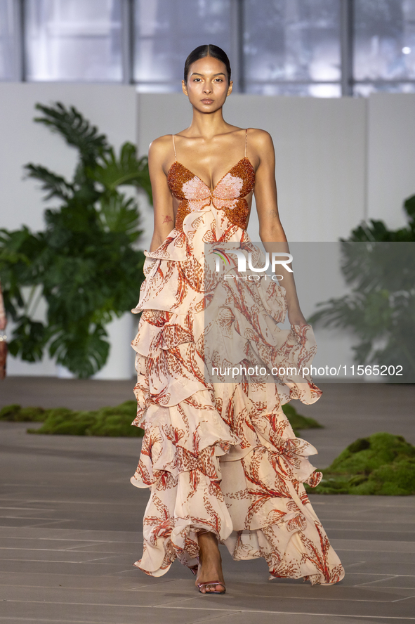 A model walks the runway at the PatBo show during New York Fashion Week in New York City, United States, on September 10, 2024. 