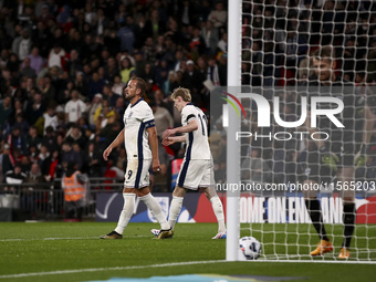 Harry Kane of England celebrates an offside header during the UEFA Nations League Group 2 match between England and Finland at Wembley Stadi...