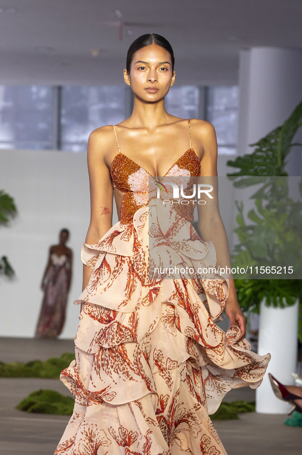 A model walks the runway at the PatBo show during New York Fashion Week in New York City, United States, on September 10, 2024. 