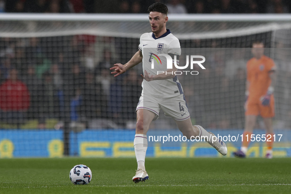 Declan Rice of England on the ball during the UEFA Nations League Group 2 match between England and Finland at Wembley Stadium in London, En...