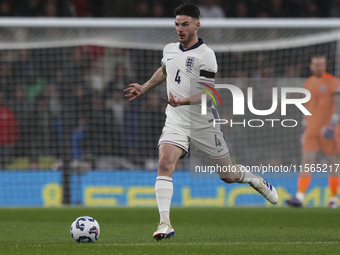 Declan Rice of England on the ball during the UEFA Nations League Group 2 match between England and Finland at Wembley Stadium in London, En...