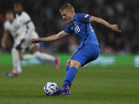 Tuomas Ollila of Finland clears the ball during the UEFA Nations League Group 2 match between England and Finland at Wembley Stadium in Lond...