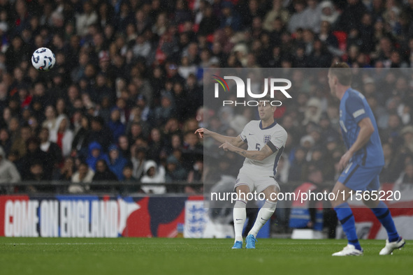 John Stones of England is on the ball during the UEFA Nations League Group 2 match between England and Finland at Wembley Stadium in London,...