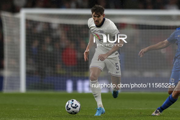 John Stones of England is on the ball during the UEFA Nations League Group 2 match between England and Finland at Wembley Stadium in London,...