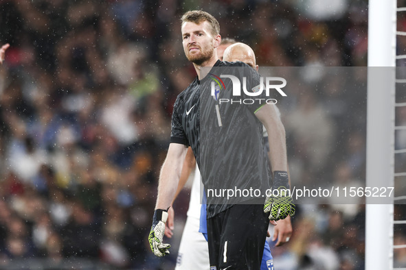 Lukas Hradecky of Finland during the UEFA Nations League Group 2 match between England and Finland at Wembley Stadium in London, England, on...