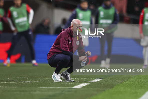 Lee Carsley, interim head coach of England, stands on the touchline during the UEFA Nations League Group 2 match between England and Finland...