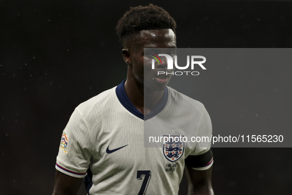 Bukayo Saka of England during the UEFA Nations League Group 2 match between England and Finland at Wembley Stadium in London, England, on Se...