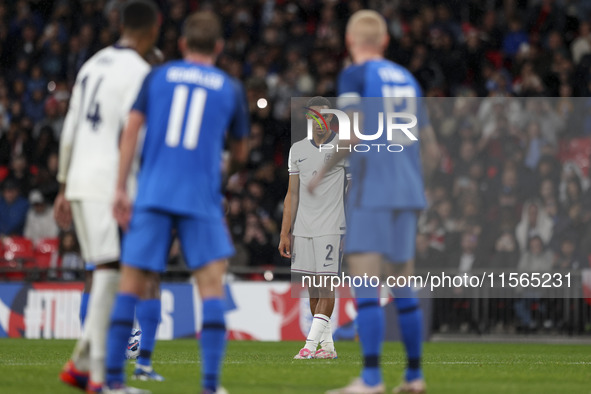 Trent Alexander-Arnold of England prepares to take a free kick during the UEFA Nations League Group 2 match between England and Finland at W...