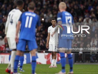 Trent Alexander-Arnold of England prepares to take a free kick during the UEFA Nations League Group 2 match between England and Finland at W...