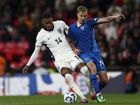 Ezri Konsa of England on the ball during the UEFA Nations League Group 2 match between England and Finland at Wembley Stadium in London, Eng...