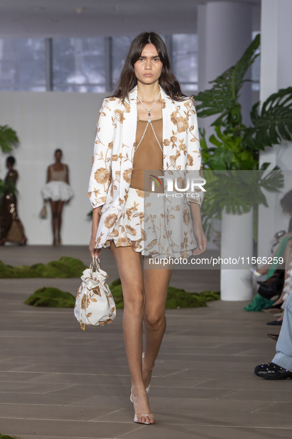 A model walks the runway at the PatBo show during New York Fashion Week in New York City, United States, on September 10, 2024. 