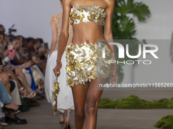 A model walks the runway at the PatBo show during New York Fashion Week in New York City, United States, on September 10, 2024. (