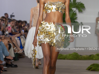 A model walks the runway at the PatBo show during New York Fashion Week in New York City, United States, on September 10, 2024. (