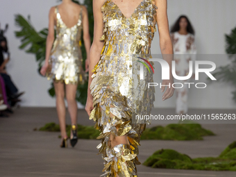 Actress Camila Queiroz walks the runway at the PatBo show during New York Fashion Week in New York, United States, on September 10, 2024. (