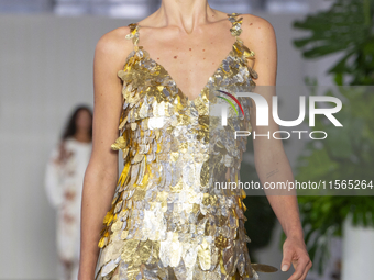 Actress Camila Queiroz walks the runway at the PatBo show during New York Fashion Week in New York, United States, on September 10, 2024. (