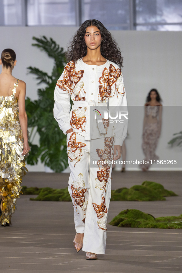 A model walks the runway at the PatBo show during New York Fashion Week in New York City, United States, on September 10, 2024. 