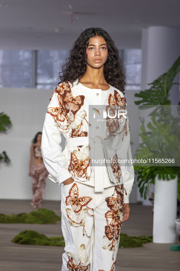 A model walks the runway at the PatBo show during New York Fashion Week in New York City, United States, on September 10, 2024. 