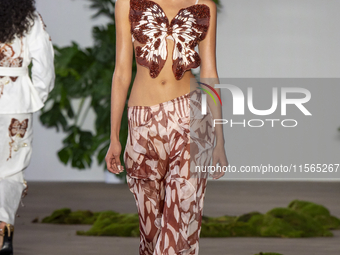 A model walks the runway at the PatBo show during New York Fashion Week in New York City, United States, on September 10, 2024. (