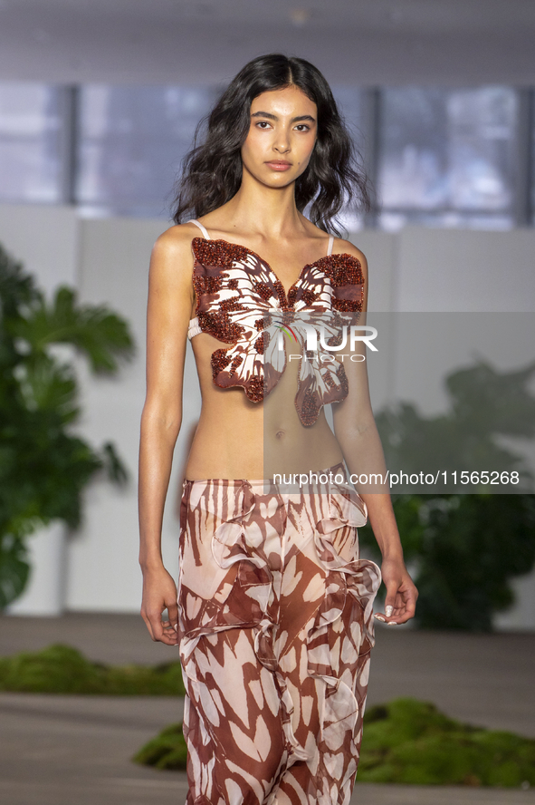 A model walks the runway at the PatBo show during New York Fashion Week in New York City, United States, on September 10, 2024. 