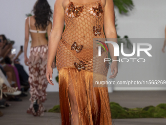 A model walks the runway at the PatBo show during New York Fashion Week in New York City, United States, on September 10, 2024. (