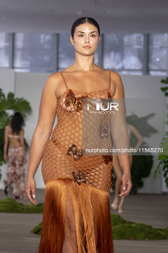 A model walks the runway at the PatBo show during New York Fashion Week in New York City, United States, on September 10, 2024. 