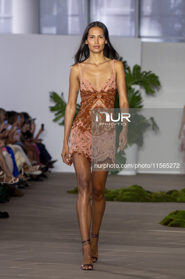 A model walks the runway at the PatBo show during New York Fashion Week in New York City, United States, on September 10, 2024. 