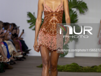 A model walks the runway at the PatBo show during New York Fashion Week in New York City, United States, on September 10, 2024. (