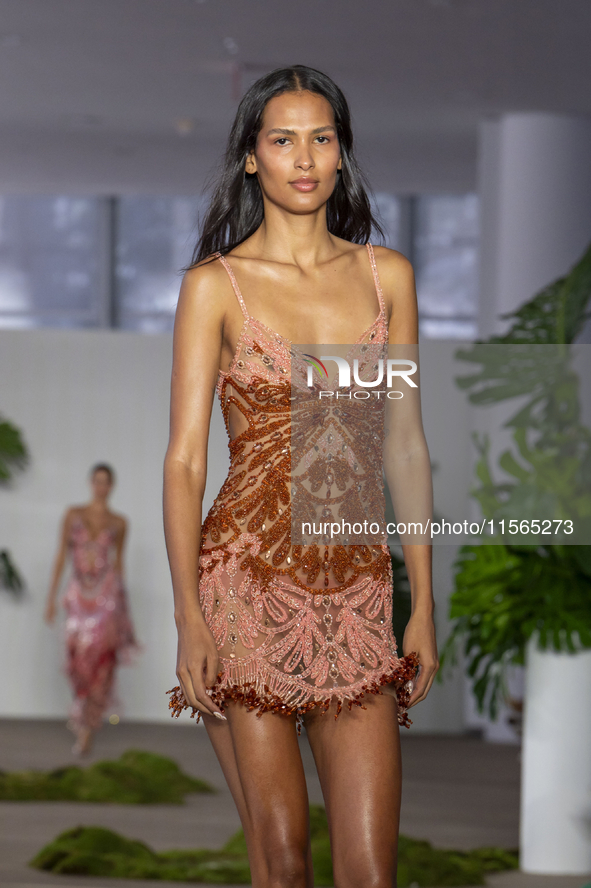 A model walks the runway at the PatBo show during New York Fashion Week in New York City, United States, on September 10, 2024. 