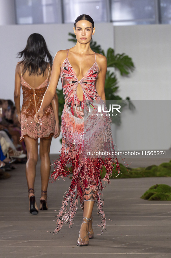 A model walks the runway at the PatBo show during New York Fashion Week in New York City, United States, on September 10, 2024. 