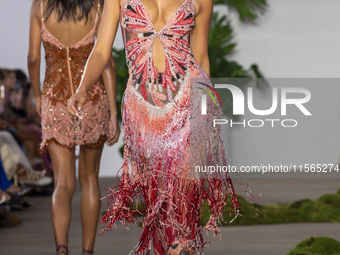 A model walks the runway at the PatBo show during New York Fashion Week in New York City, United States, on September 10, 2024. (