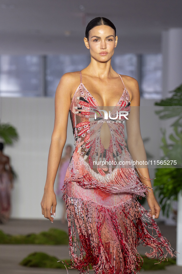 A model walks the runway at the PatBo show during New York Fashion Week in New York City, United States, on September 10, 2024. 