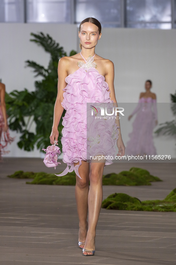 A model walks the runway at the PatBo show during New York Fashion Week in New York City, United States, on September 10, 2024. 