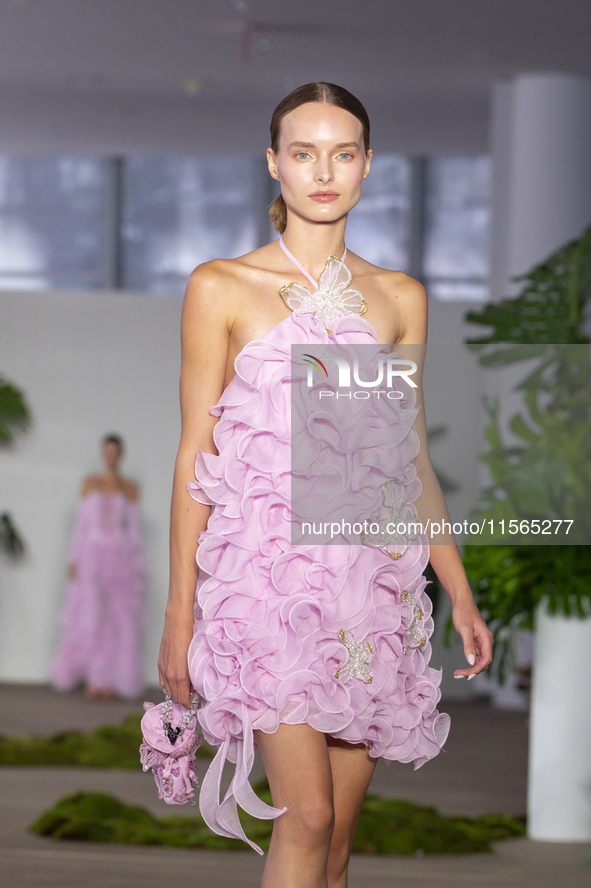 A model walks the runway at the PatBo show during New York Fashion Week in New York City, United States, on September 10, 2024. 