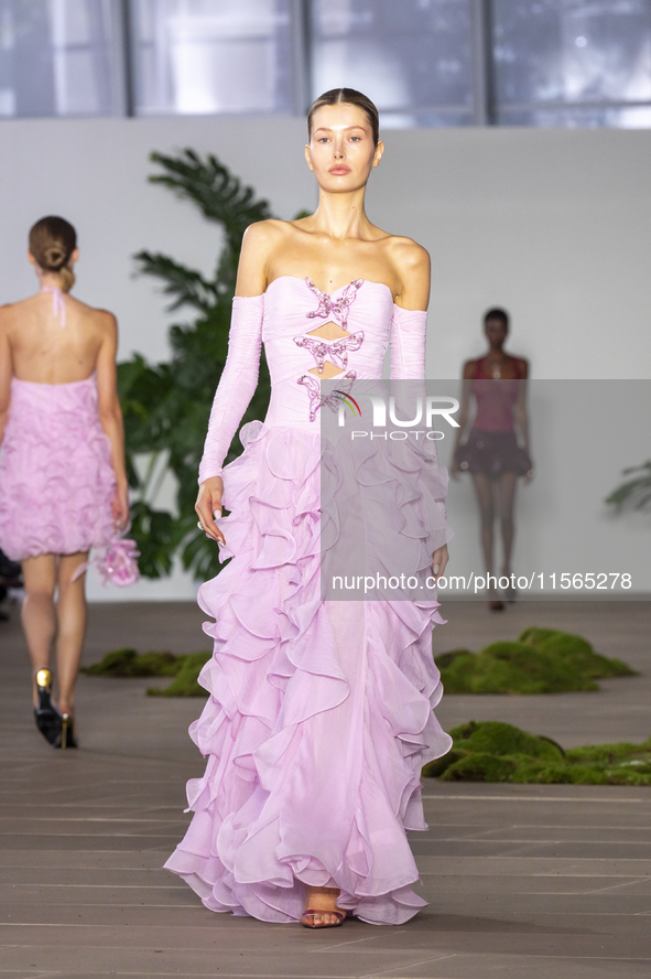 A model walks the runway at the PatBo show during New York Fashion Week in New York City, United States, on September 10, 2024. 