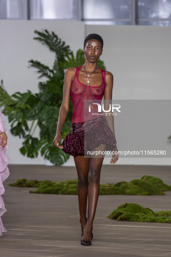 A model walks the runway at the PatBo show during New York Fashion Week in New York City, United States, on September 10, 2024. 