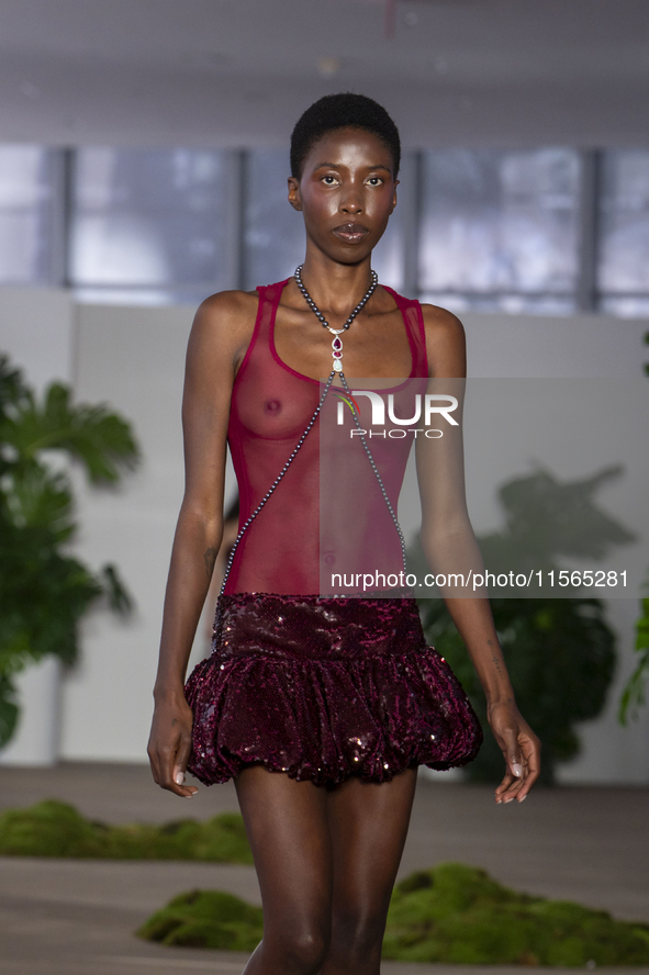 A model walks the runway at the PatBo show during New York Fashion Week in New York City, United States, on September 10, 2024. 